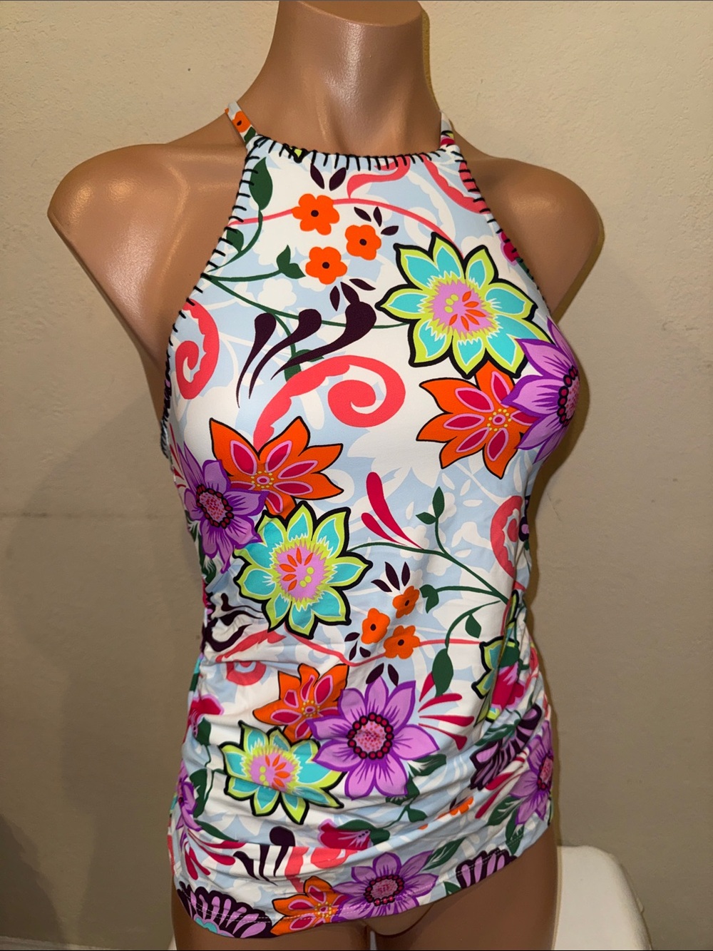 NWT Anne Cole High neck Tankini Top Size M